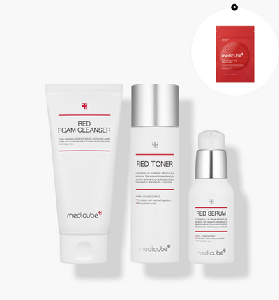 [Medicube] Red Starter 3-Step Set - Salicylic Acid Acne Care & Sebum Control for Sensitive Skin (Cleanser + Toner + Serum)