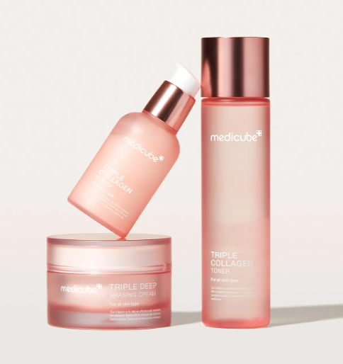[Medicube] Triple Collagen Elasticity 4-Step Set - PDRN & Triple Collagen for Glass Skin Glow & Firmness (Cleanser + Toner + Serum + Cream)