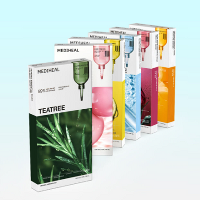 [Mediheal] Essential Mask Pack 6-Type Set (60 Sheets) - Teatree, Collagen, PDRN, Vitamin, Hyaluronic Acid, Ceramide for All Skin Concerns