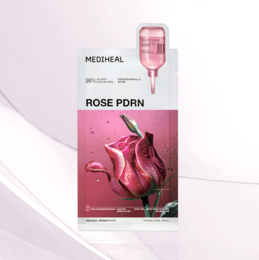 [Mediheal] Rose PDRN Essential Mask - 99% Pure PDRN & Rose Vita Biome for Skin Vitality & Rosy Glow (10 Sheets)