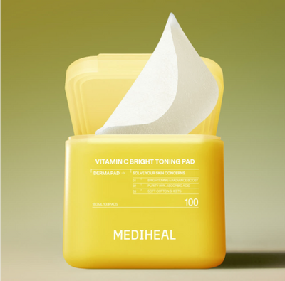[Mediheal] Vitamin C Bright Toning Pad - 99% Pure Ascorbic Acid for Blemish Care & Glass Skin Radiance (100 Pads)