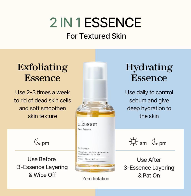 [mixsoon] Bean Essence - Fermented Soybean Extract for Gentle Exfoliation, Sebum Control & Hydration (50ml / 1.69 fl. oz.)