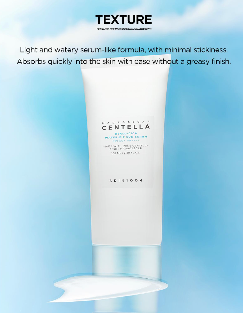 [SKIN1004] Madagascar Centella Hyalu-Cica Water-Fit Sun Serum - SPF 50+ PA++++ Hydrating, Dewy Finish & Soothing Sun Protection (50ml)