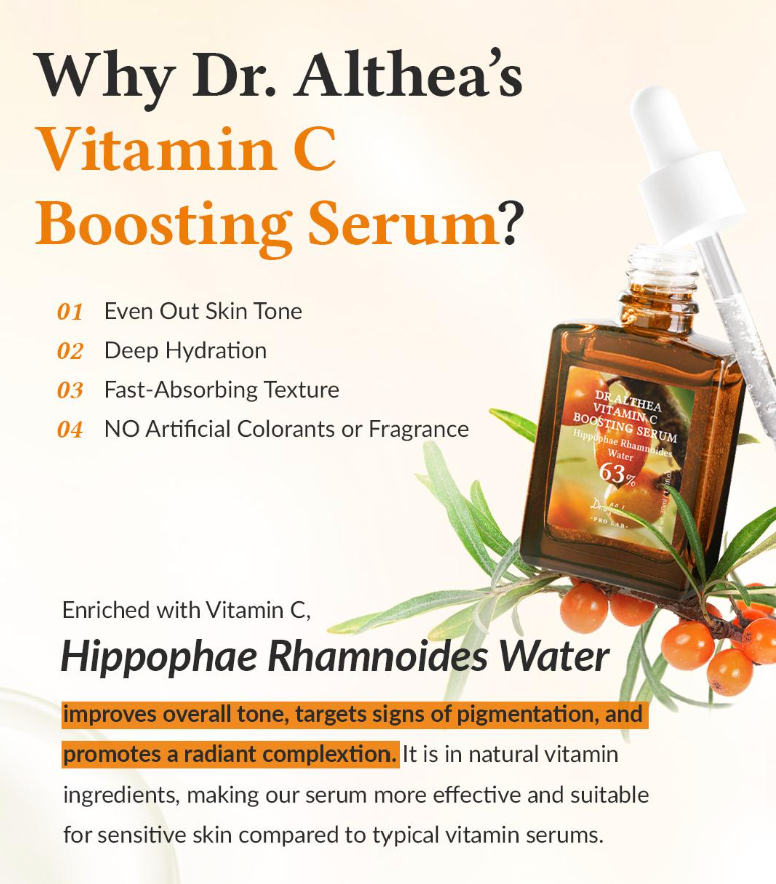 [Dr. Althea] Vitamin C Boosting Serum - 63% Hippophae Rhamnoides Water for Brightening & Skin Vitality (30ml)
