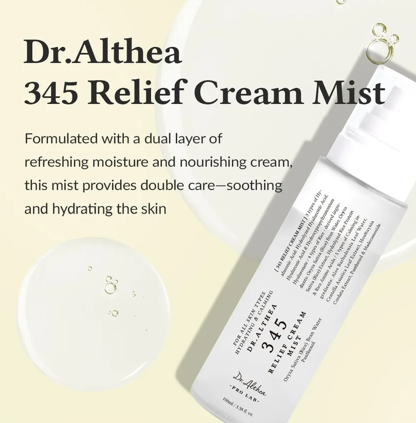 [Dr. Althea] 345 Relief Cream Mist - Panthenol & Ceramide NP for Instant Hydrating, Soothing & Barrier Support (60ml)