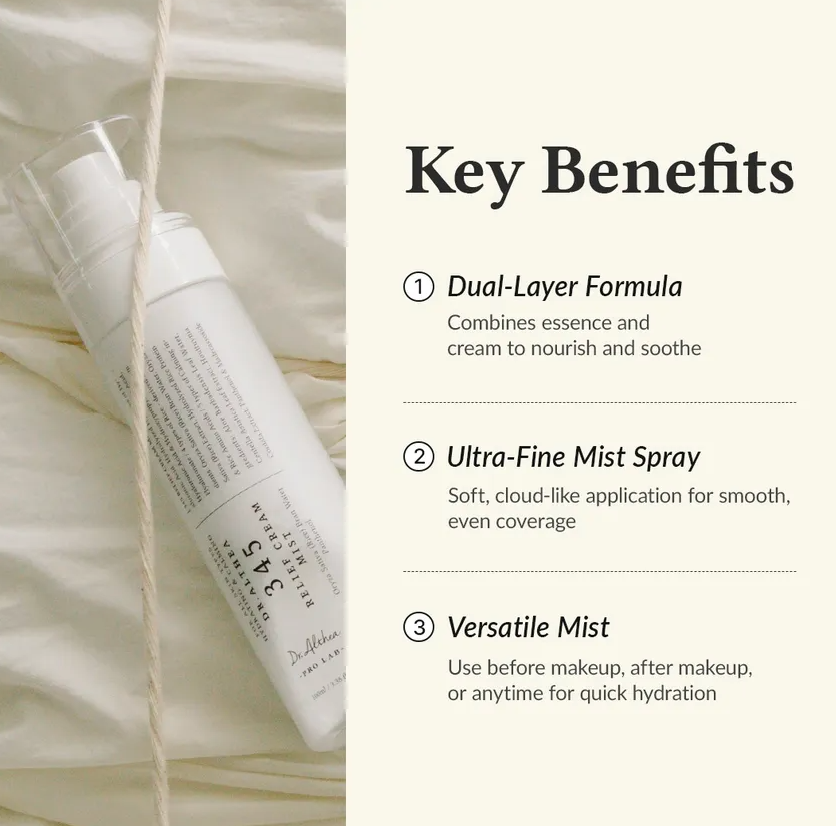 [Dr. Althea] 345 Relief Cream Mist - Panthenol & Ceramide NP for Instant Hydrating, Soothing & Barrier Support (60ml)