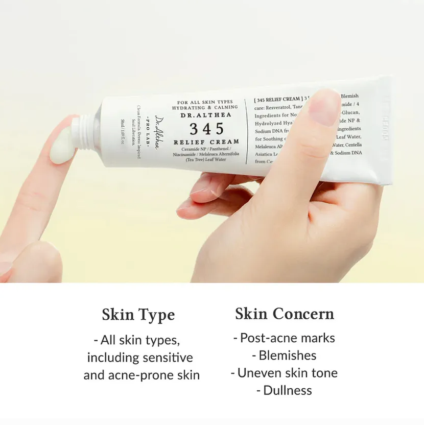 [Dr. Althea 345] Relief Cream - Panthenol & Ceramide NP for Hydrating, Calming & Blemish Care (50ml)