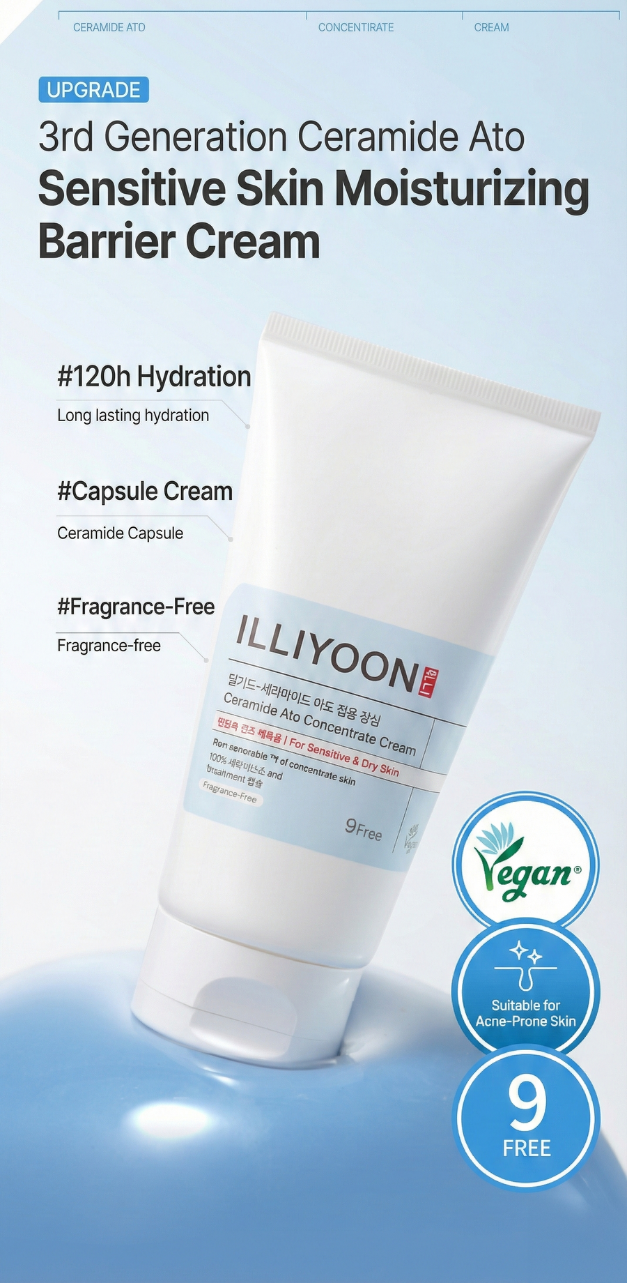 [ILLIYOON] Ceramide Ato Concentrate Cream - Soy-ceramide™ for Sensitive Skin Barrier Repair & Deep Hydration (500ml Jumbo Size)